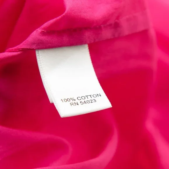 Banana Republic Shirt Cotton Blouse Quarter Sleeve Bright Pink Size Medium New - Picture 4 of 6